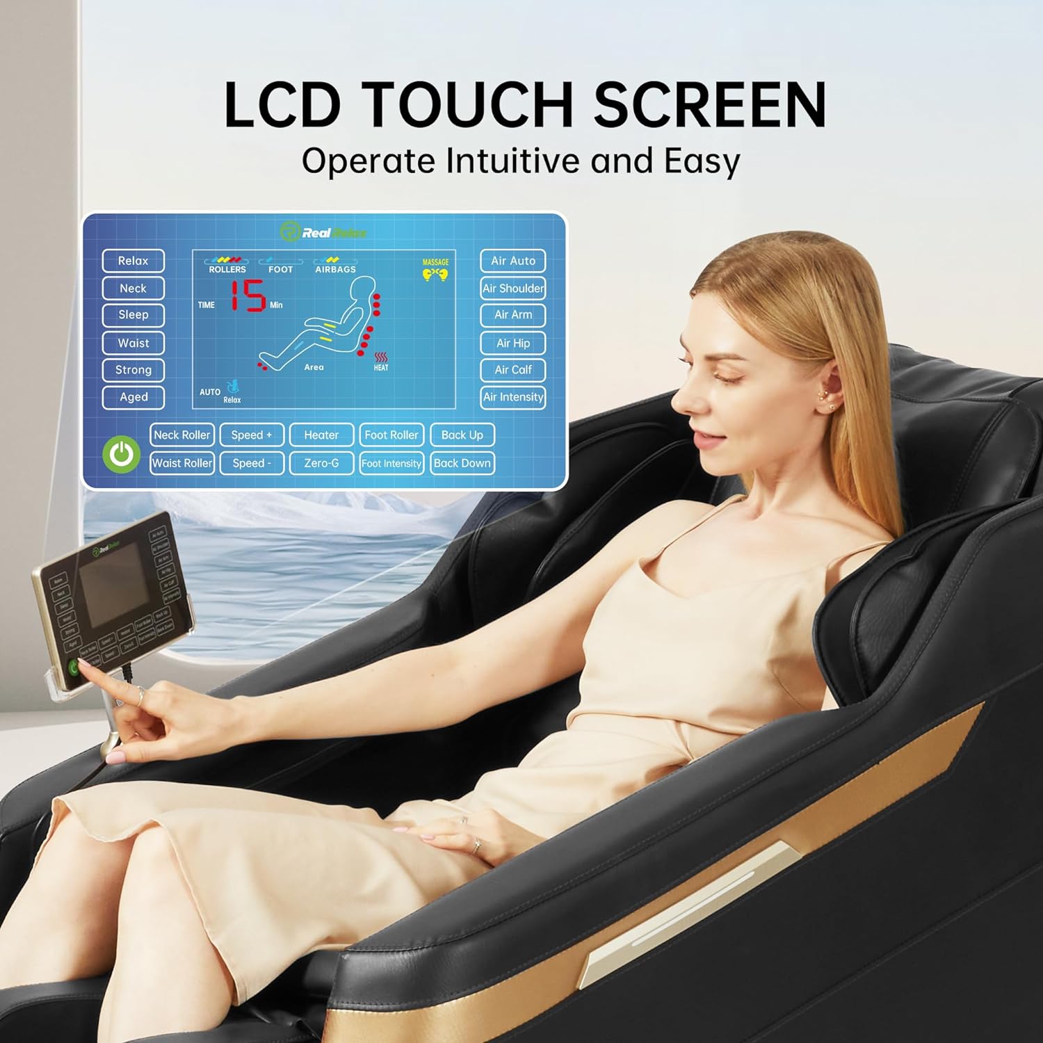 Real Relax 2024 Massage Chair, Full Body Massage Zero Gravity Mode, with Foot Massage, Bluetooth, LCD, Waist Heater, Black