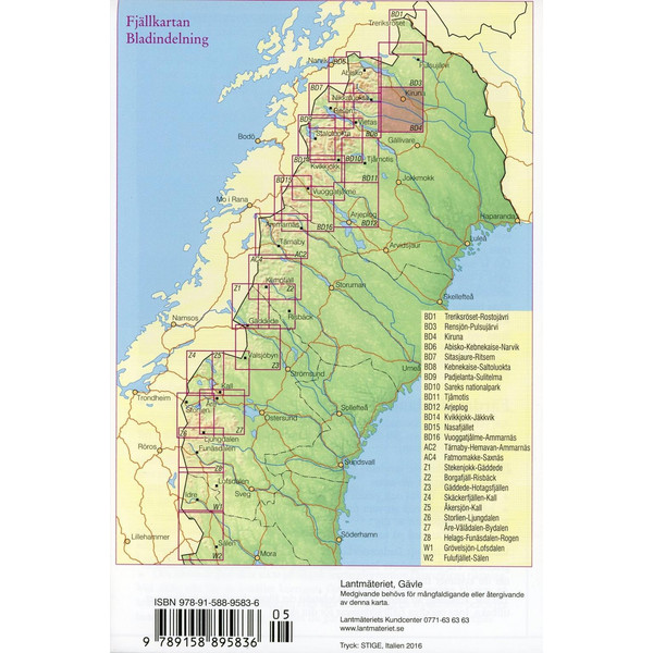Fjällkartan 1 : 100 000 BD4 Kiruna Bergwanderkarte 1 : 100 000 - Wanderkarte