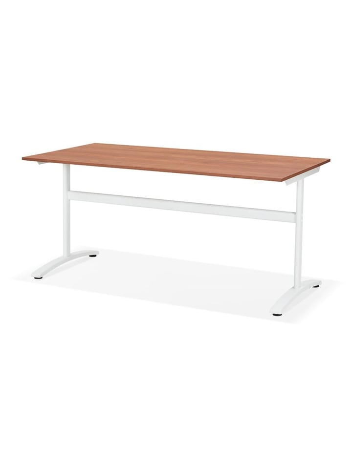 KADIMA DESIGN Schreibtisch 160x80 cm geräumig, Bürotisch mit T-Fuß Gestell in Braun-Weiß günstig kaufen onesize
