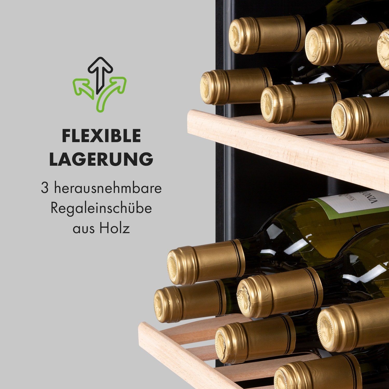 Klarstein Weinkühlschrank Vinamour, für 48 Standardflaschen á 0,75l,Wein Flaschenkühlschrank Weintemperierschrank Weinschrank Kühlschrank