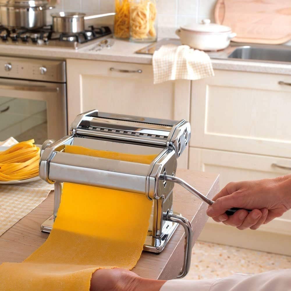 Mutoy Nudelmaschine Nudelmaschine Pasta Maker Edelstahl Frische Manuell Maschine Cutter, mit Klemme,für Spaghetti Nudeln Lasagne Pastamaschine Nudel Maschine