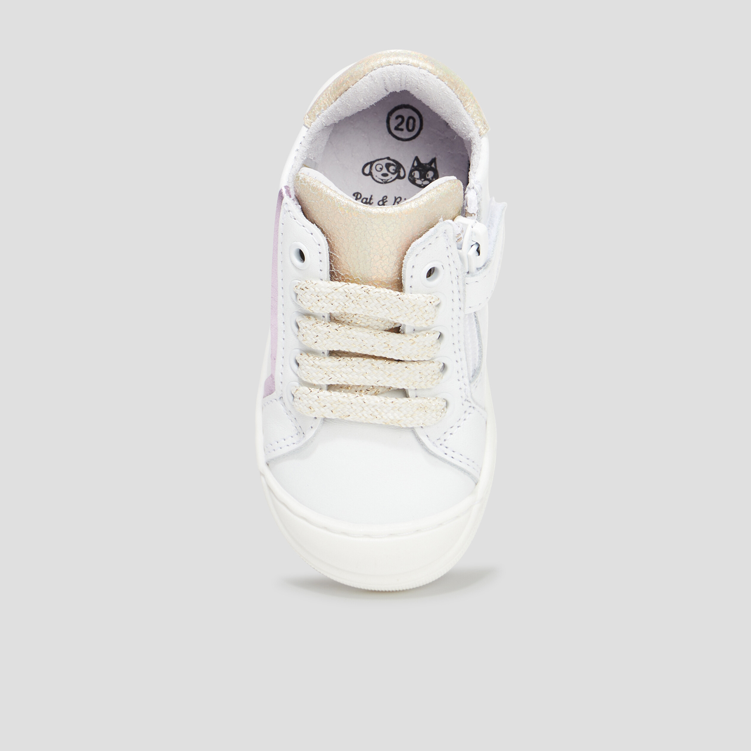 Bottillons zippés en cuir blanc bébé fille | La Halle