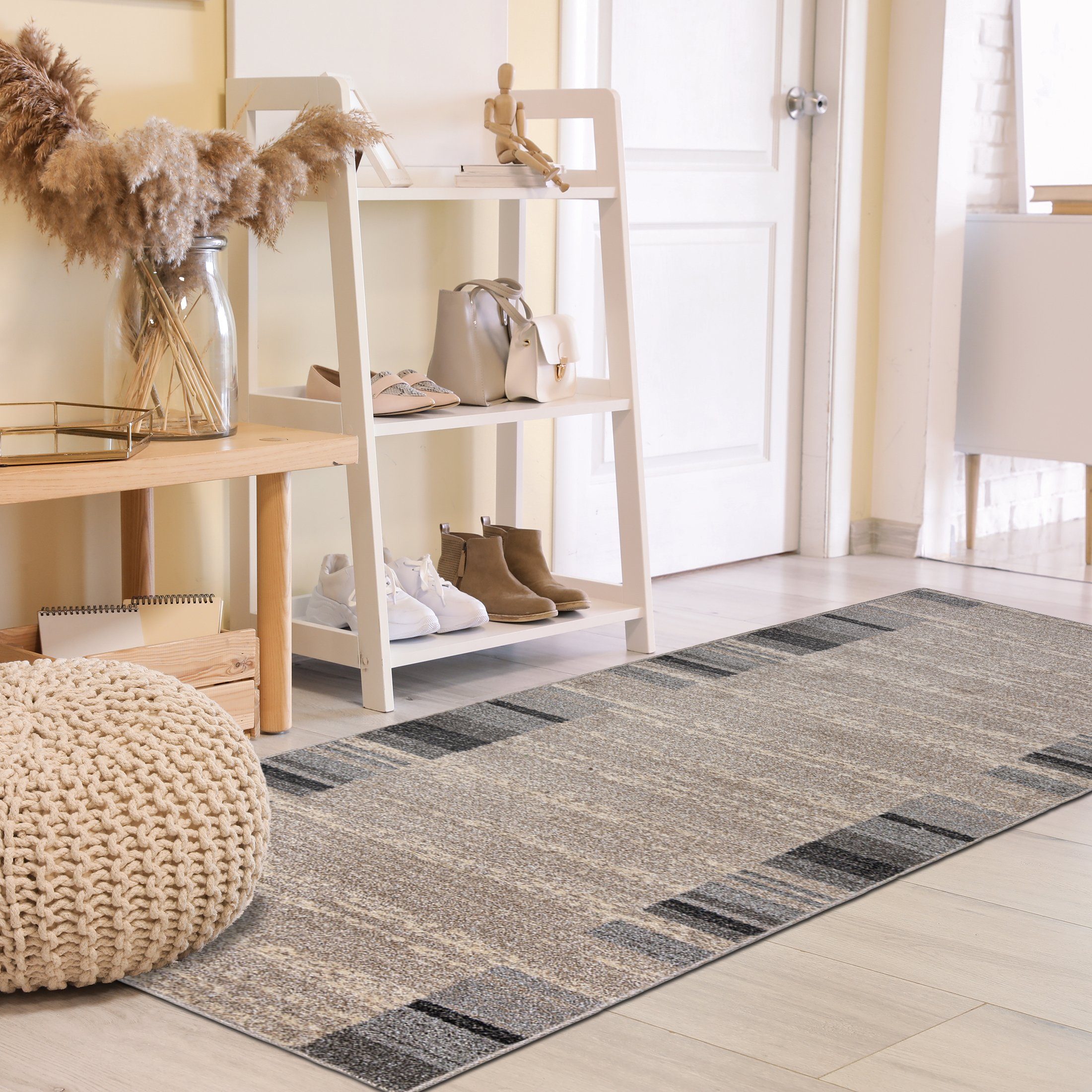 Läufer Läufer Flurläufer Modern für Vorzimmer, Küche - Beige, Mazovia, 120 x 100 cm, Kurzflor, Meterware, Höhe 10 mm, Kurzflor - niedrige Florhöhe