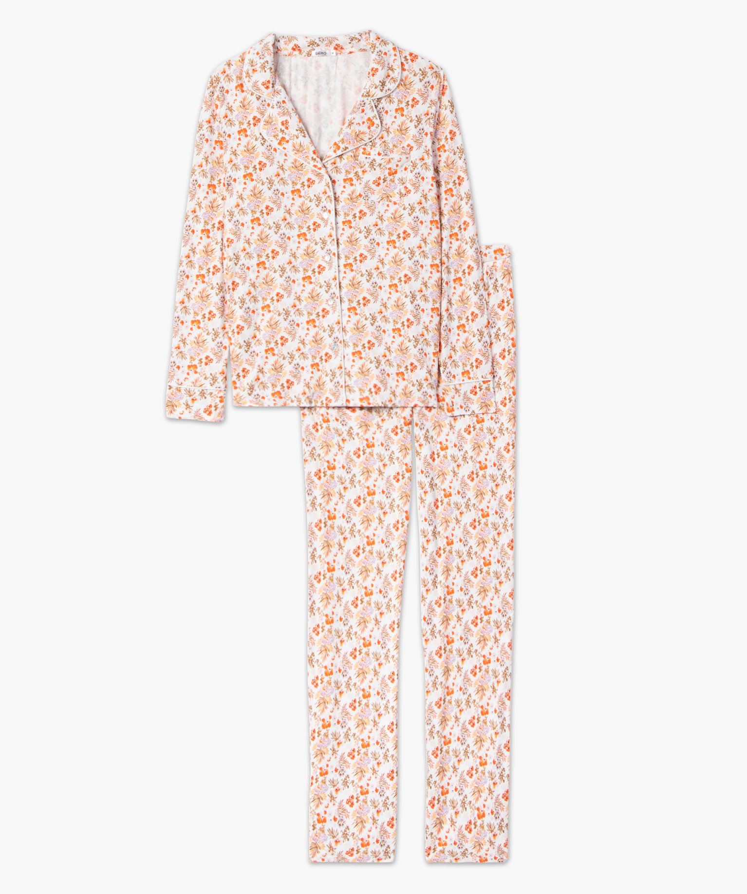 Pyjama deux pièces : chemise et pantalon femme multicolore | GEMO
