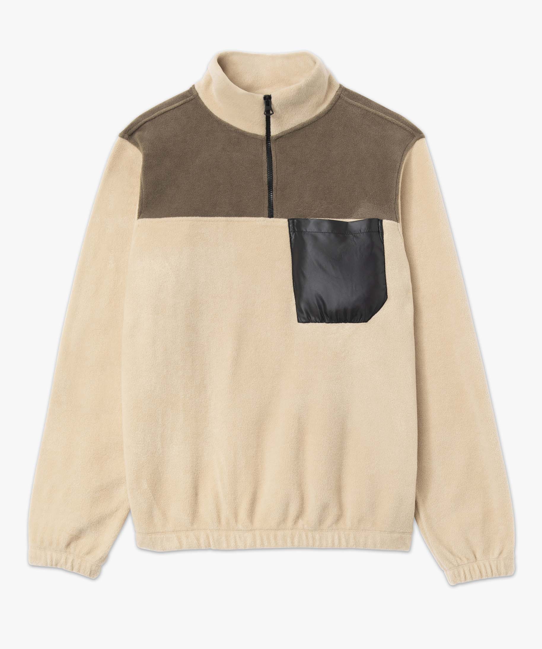 Sweat homme en maille polaire à col zippé ecru | GEMO