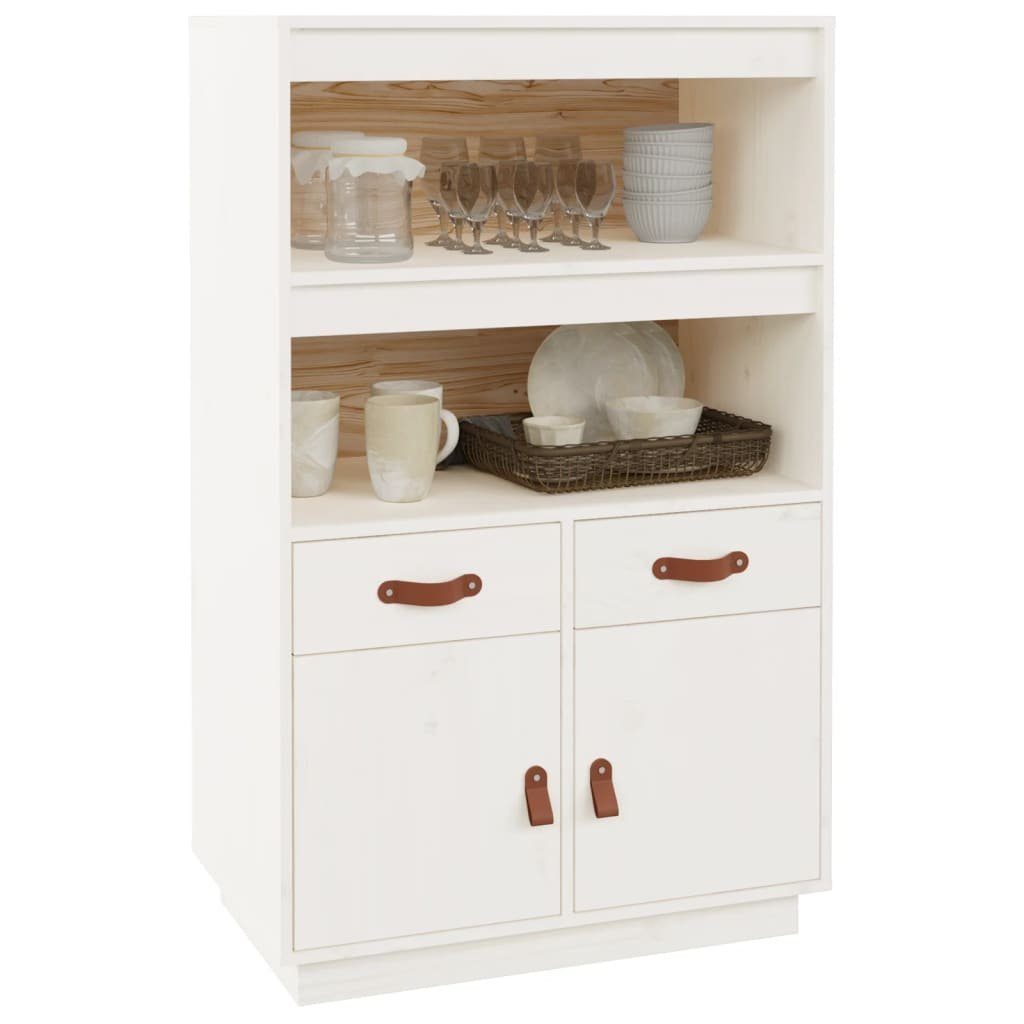 vidaXL Sideboard Highboard Weiß 67x40x108,5 cm Massivholz Kiefer (1 St)
