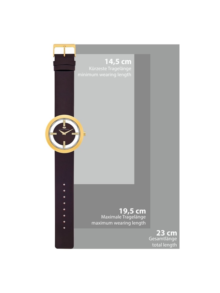 Rhodenwald & Söhne Damen Quarzuhr gelbgold Echtleder dunkelbraun in dunkelbraun günstig kaufen 18 cm