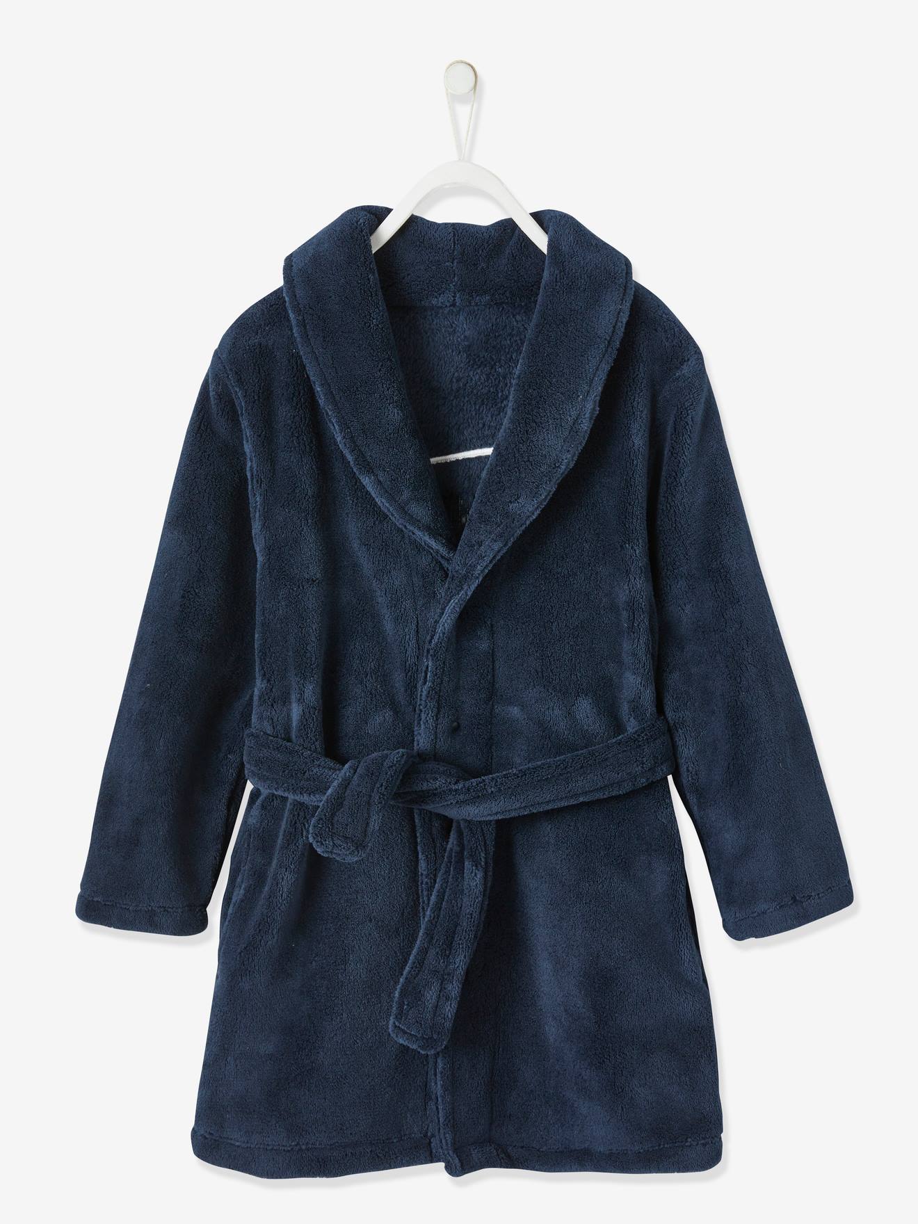 Vertbaudet Jungen Bademantel, Fleece Oeko-Tex - dunkelblau