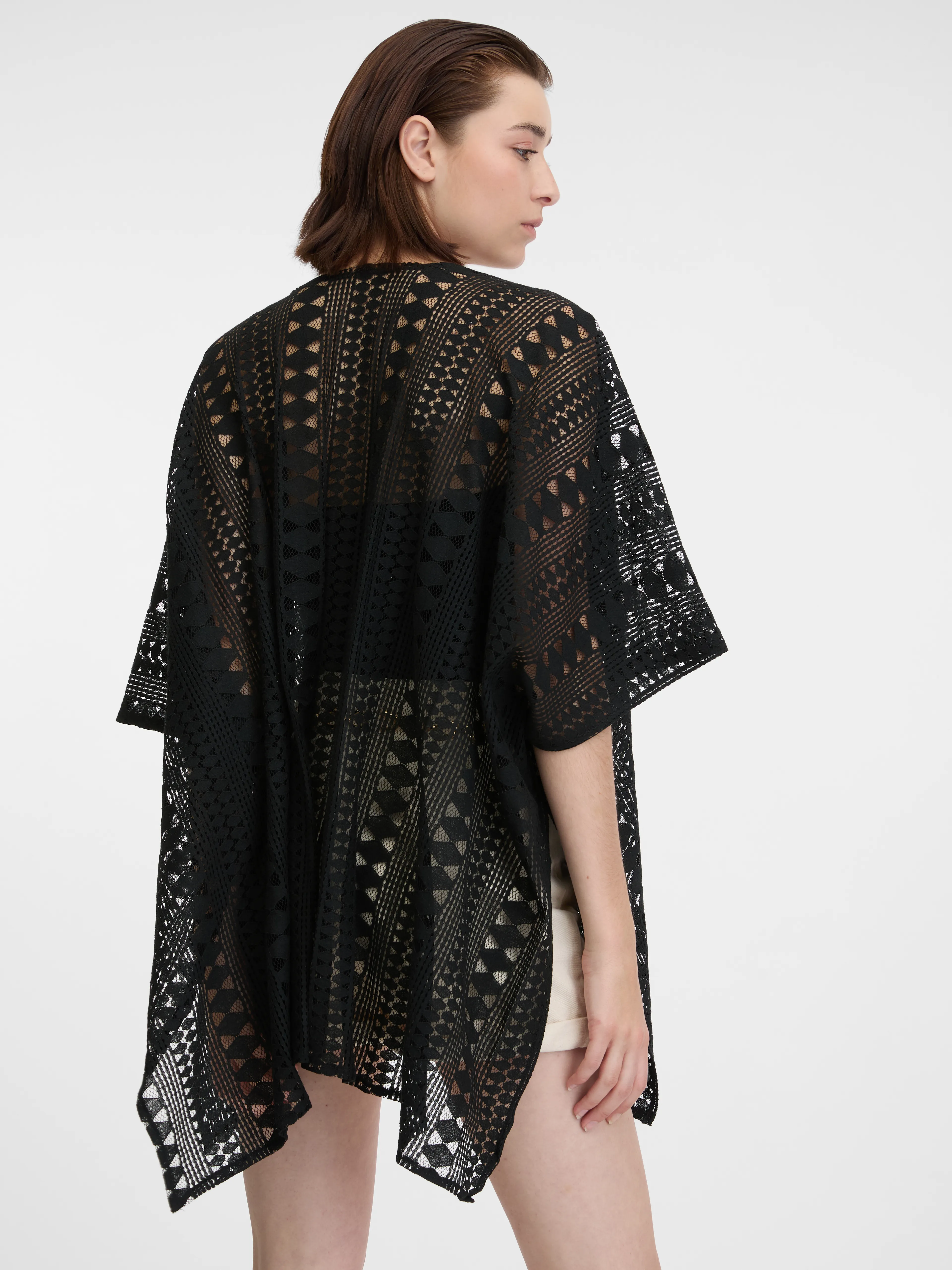 Schwarze gemusterte Damen-Strickjacke ORSAY