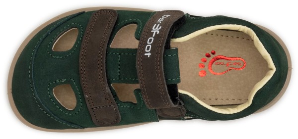 bar3foot Cross ~ Leder Sandale ~ Grün