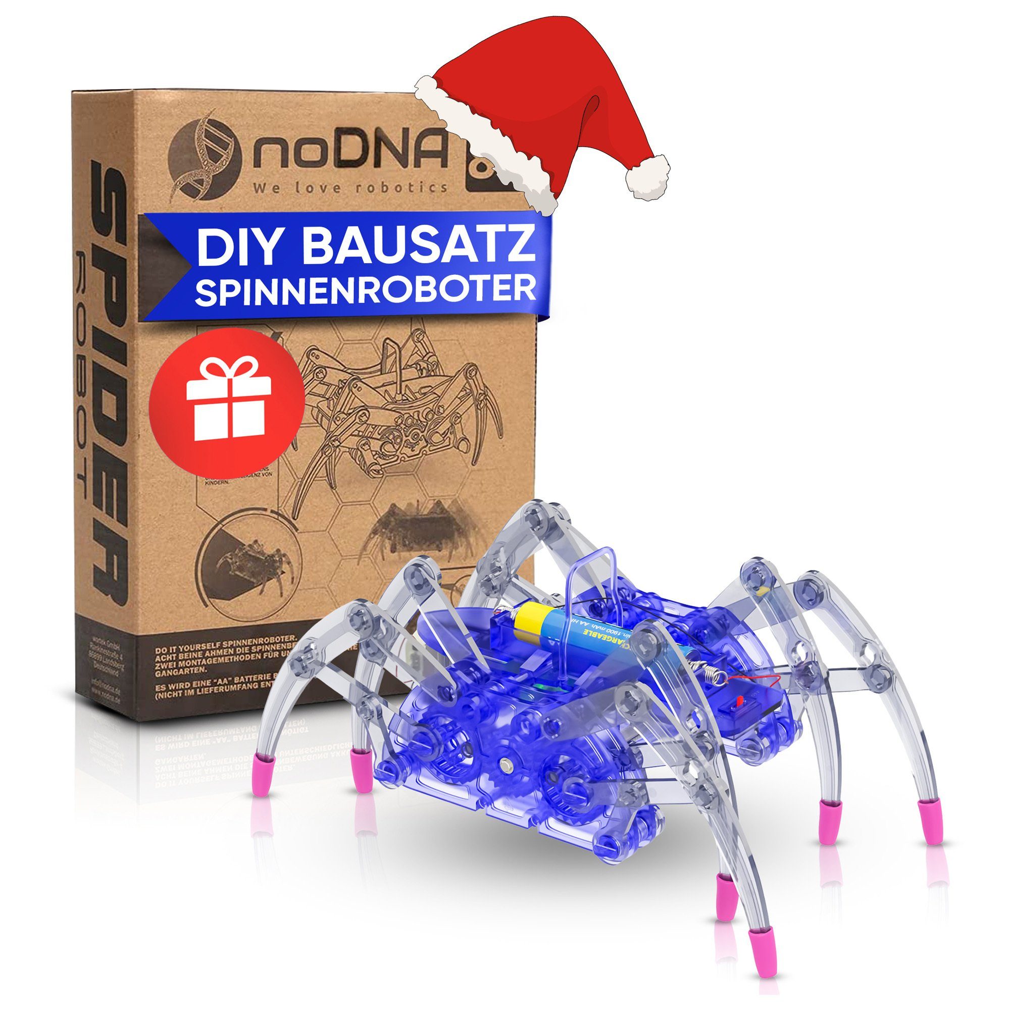 noDNA We love robotics Robotertier SpiderRobot, ab 8 Jahren, DIY, Spielzeug Roboter Geschenke für Adventskalender & Weihnachten Kinder