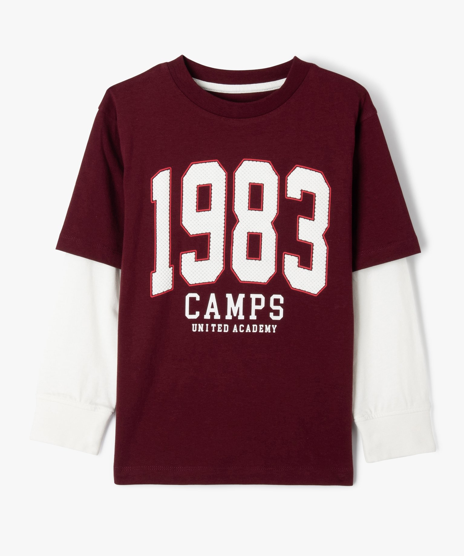 Tee-shirt à manches longues effet 2 en 1 Garçon - Camps Un... rouge fonce | GEMO