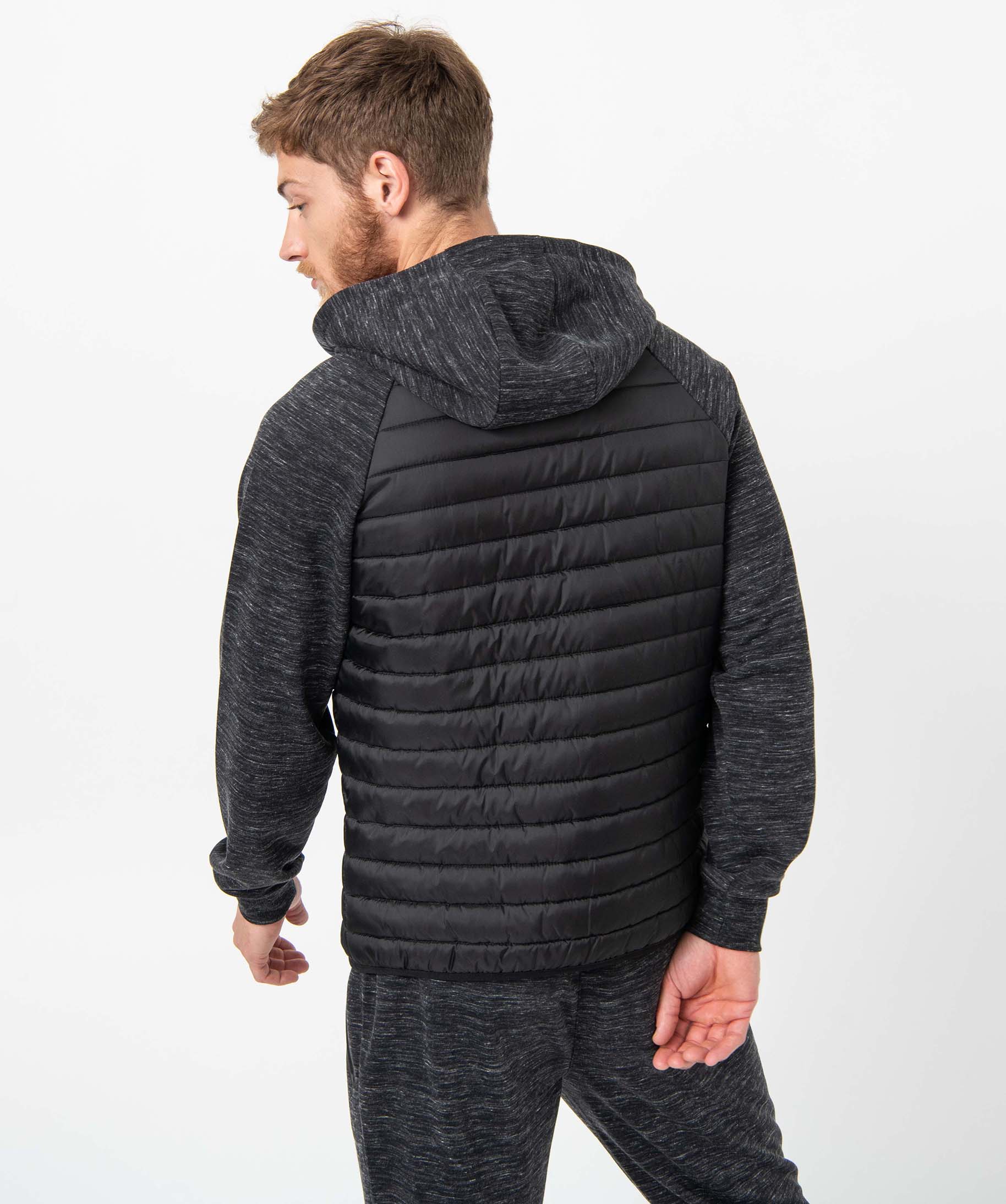 Sweat homme à capuche bi-matières gris fonce | GEMO