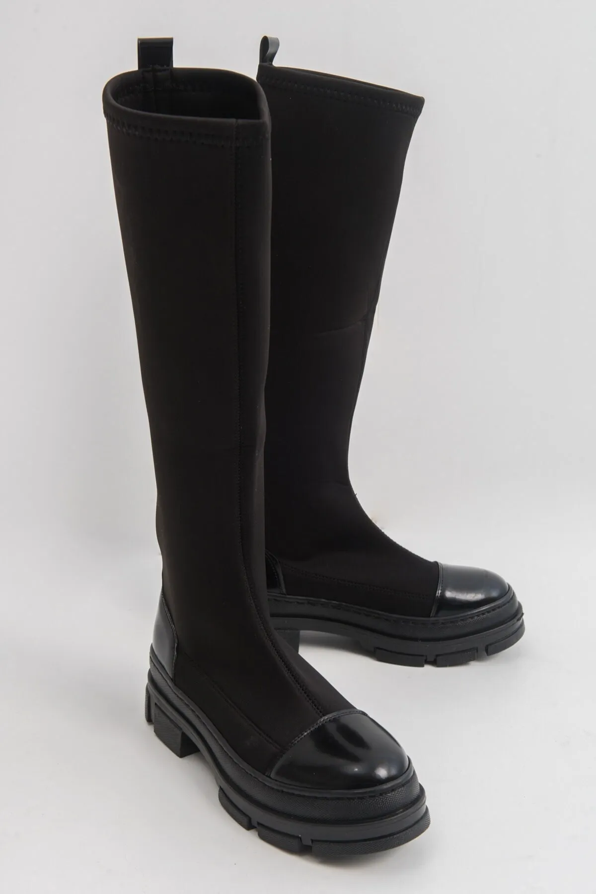 LuviShoes  Bella Black Scuba Damenstiefel