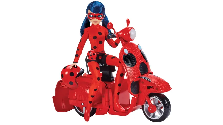 Bandai - Miraculous Ladybud Lucky Charm Puppe mit Switch `n go Scooter