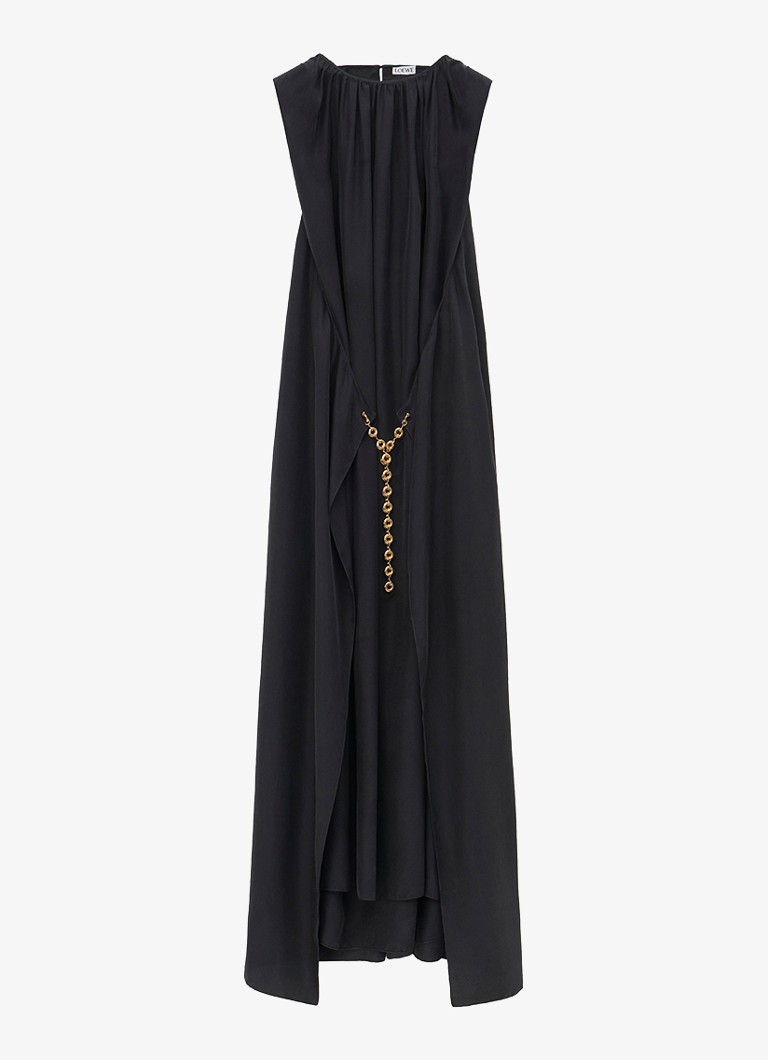 Vestido midi de seda de LOEWE con detalle de cadena extraíble
