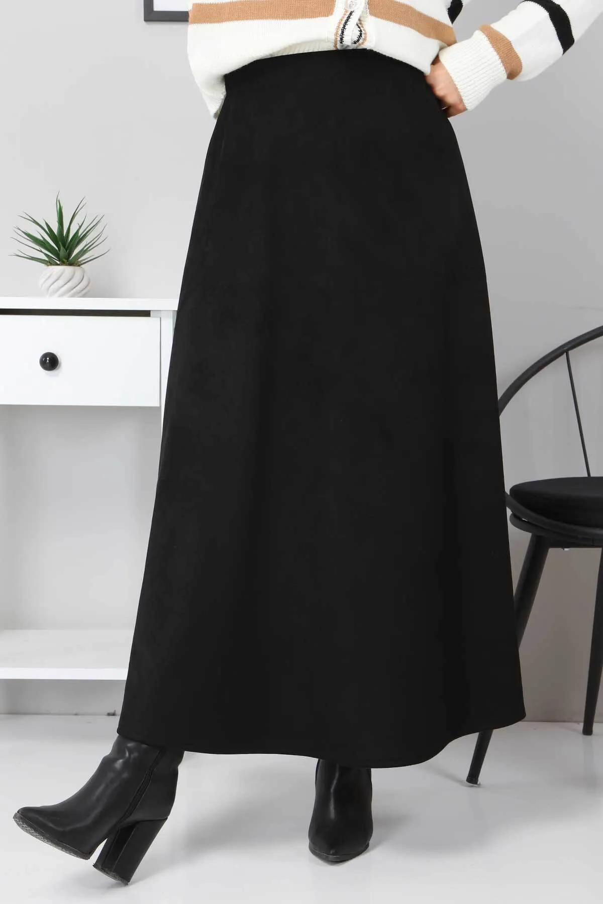 Tesettür Dünyası  Wildleder-Mevlana-Rock Tsd0036 Schwarz