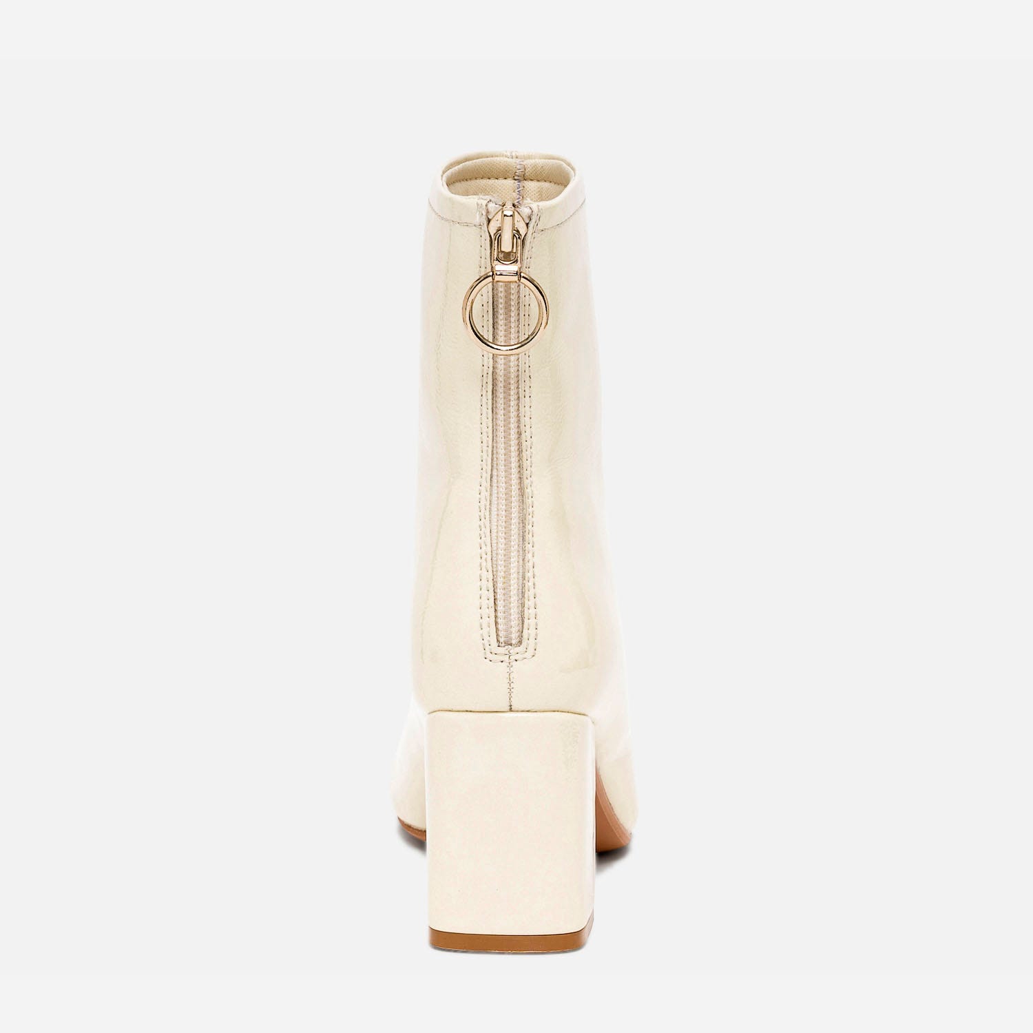 Boots blanc cassé verni à zip arrière