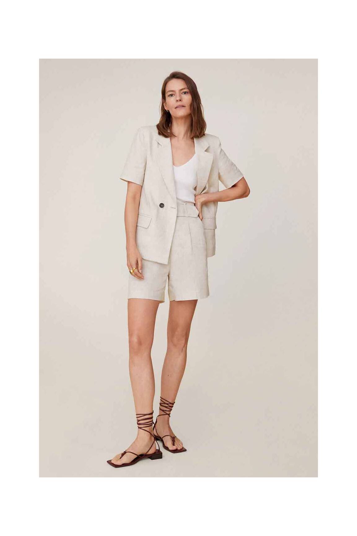 Mango Shorts 1 Femme couleur beige