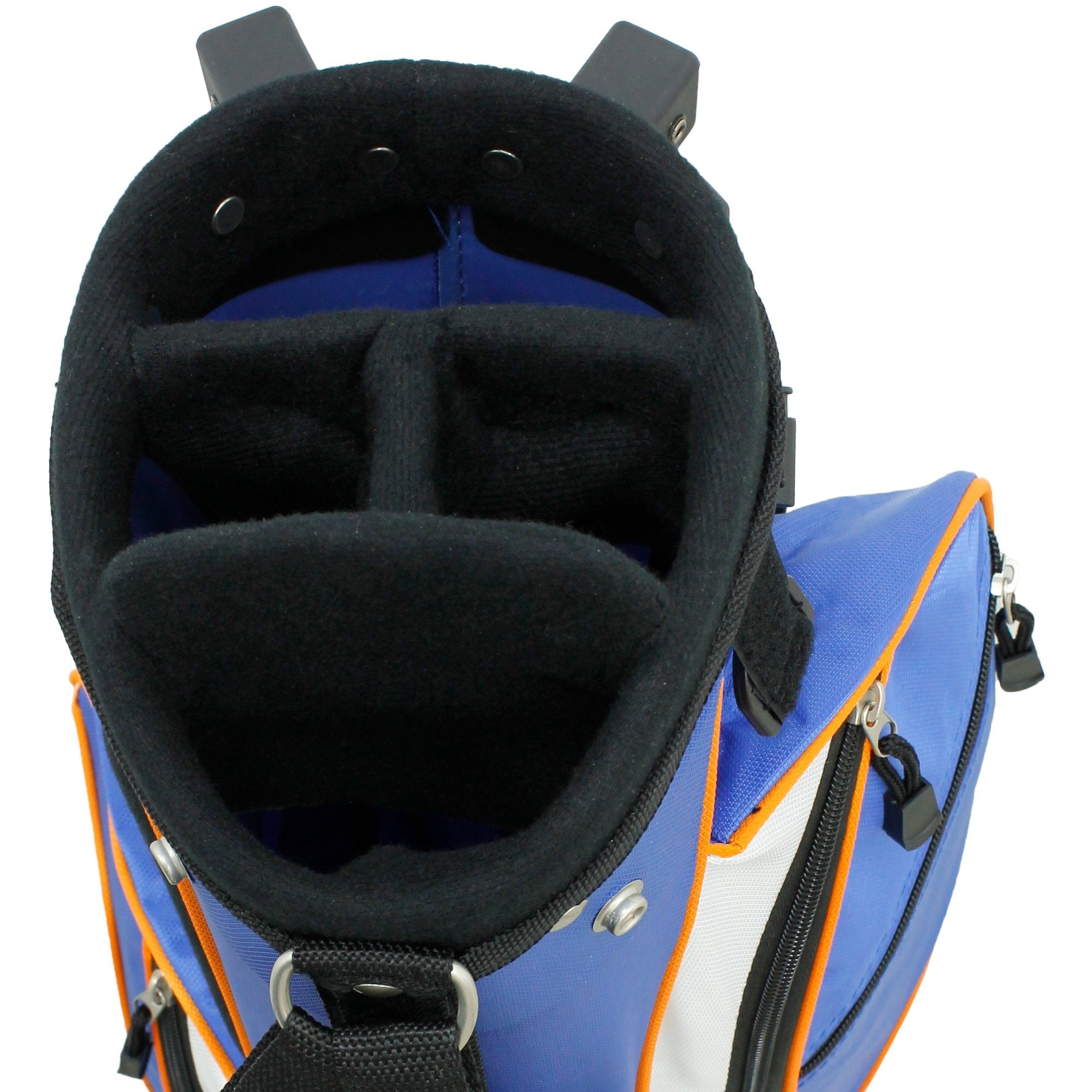 ECD Germany Golftrolley Skymax Junior Set Golftasche Golf Caddybag Kinderset Golfbag Standbag, Für 6 Golfschlägern Blau-Weiß 6-9 RH mit 4 Fächern Regenschutzhülle