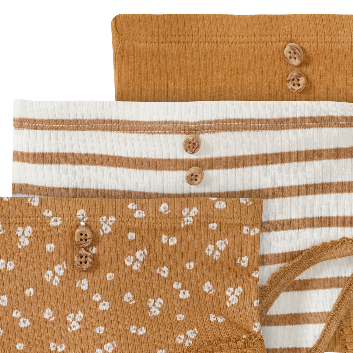 3 Baby Slips mit Rippstruktur