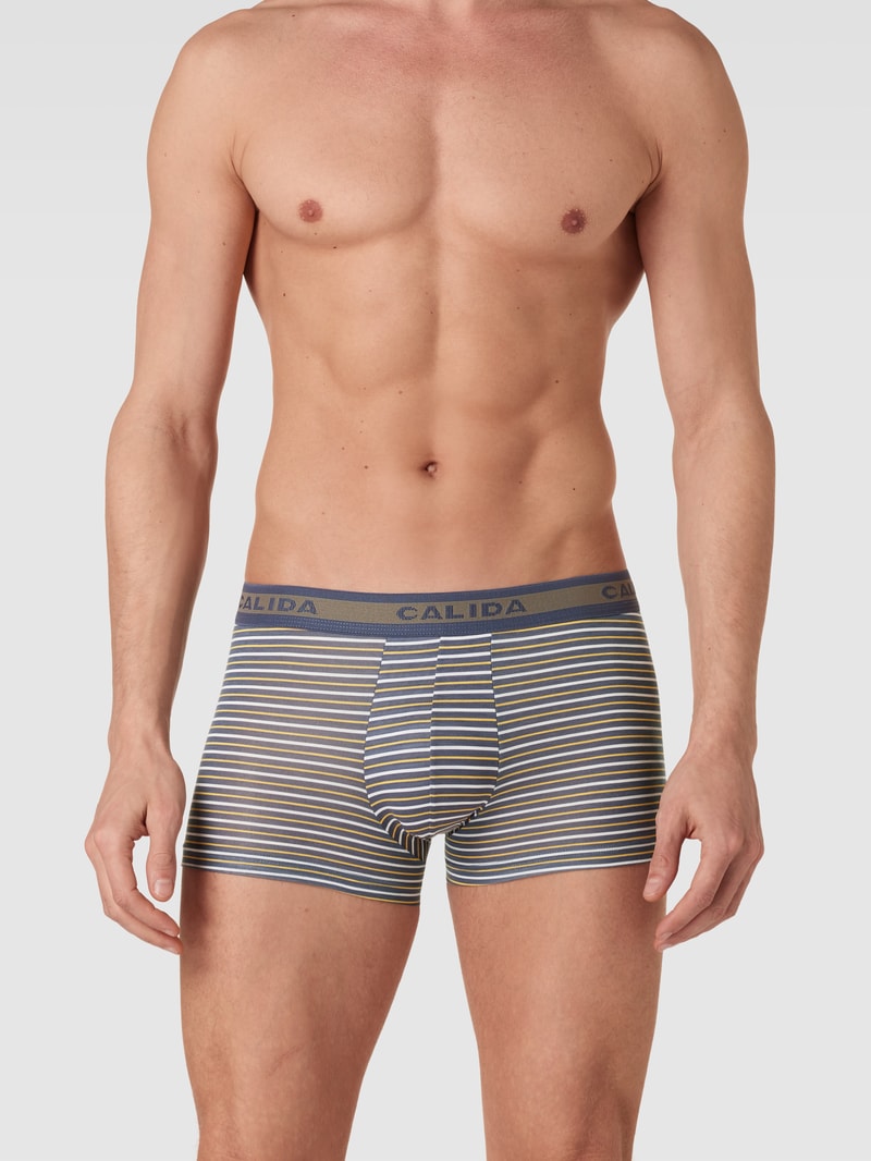 Trunks mit elastischem Logo-Bund Modell '100 % NATURE' in rauchblau