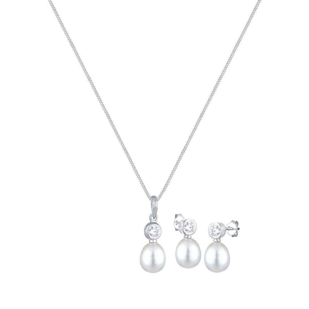 Elli Elli Ensemble de Bijoux Perle Zirkonia 925 Sterling Silber Bijoux