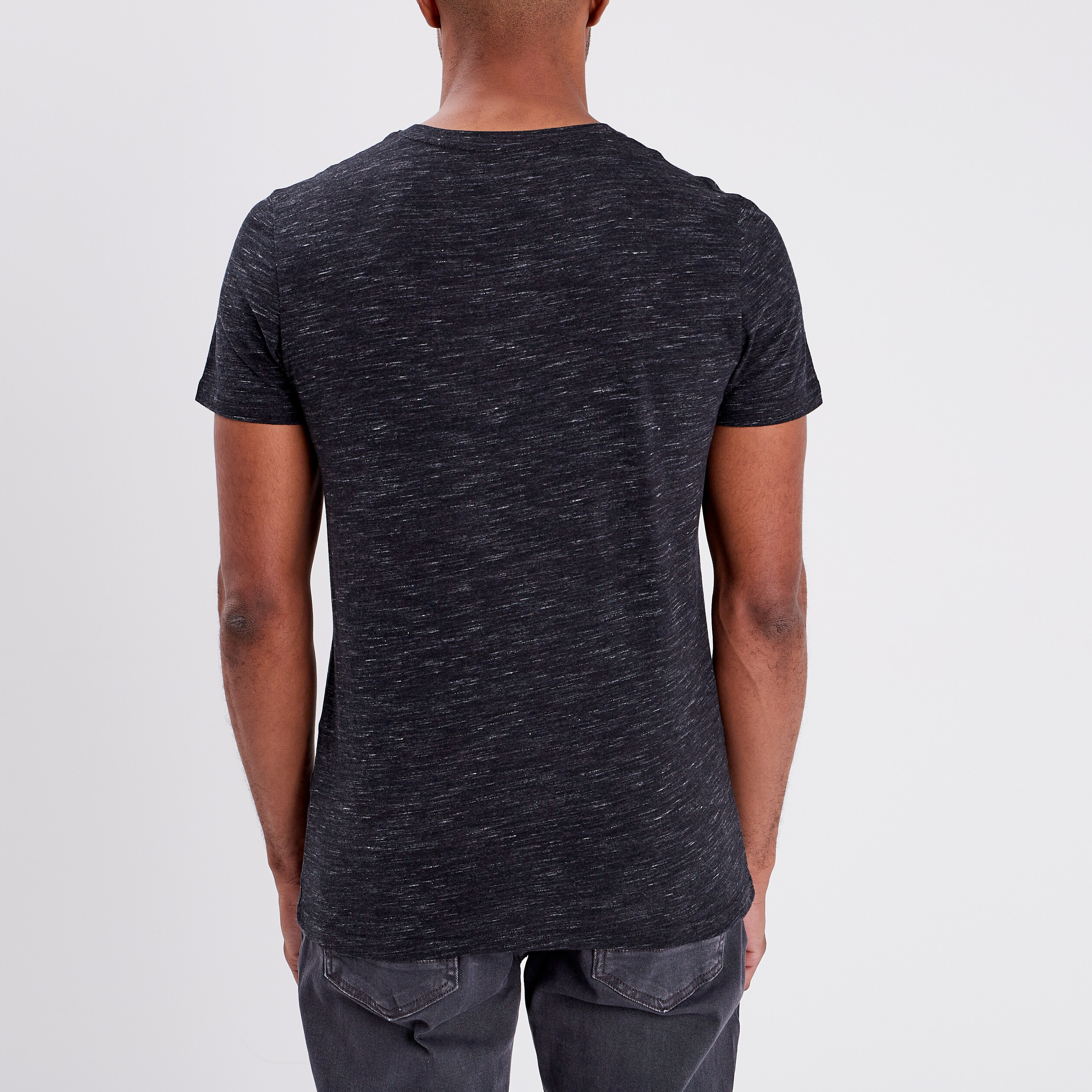 T-shirt manches courtes chiné noir homme | La Halle