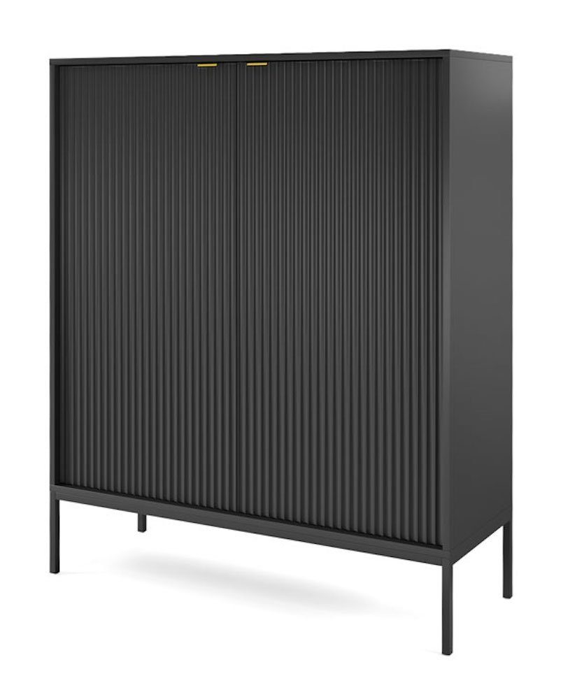 Feldmann-Wohnen Highboard Nova, 104cm schwarz 2-türig MDF