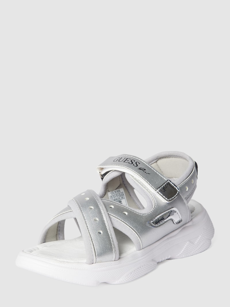 Sandalen mit Label-Print Modell 'MURIEL' in silber
