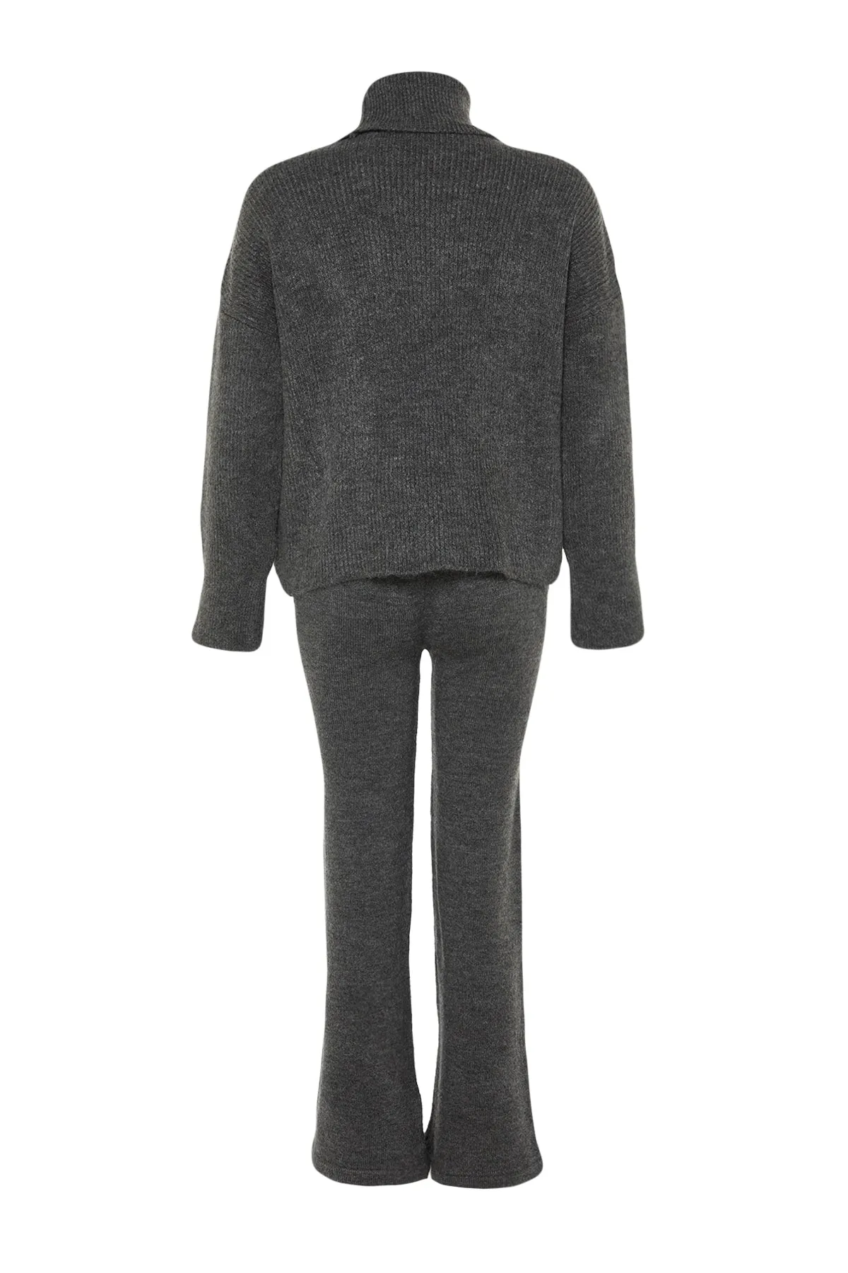 Trendyol Collection  Anthrazitfarbenes, weich strukturiertes Basic-Strickober- und -Unterteil-Set mit Hose TWOAW22AU0312