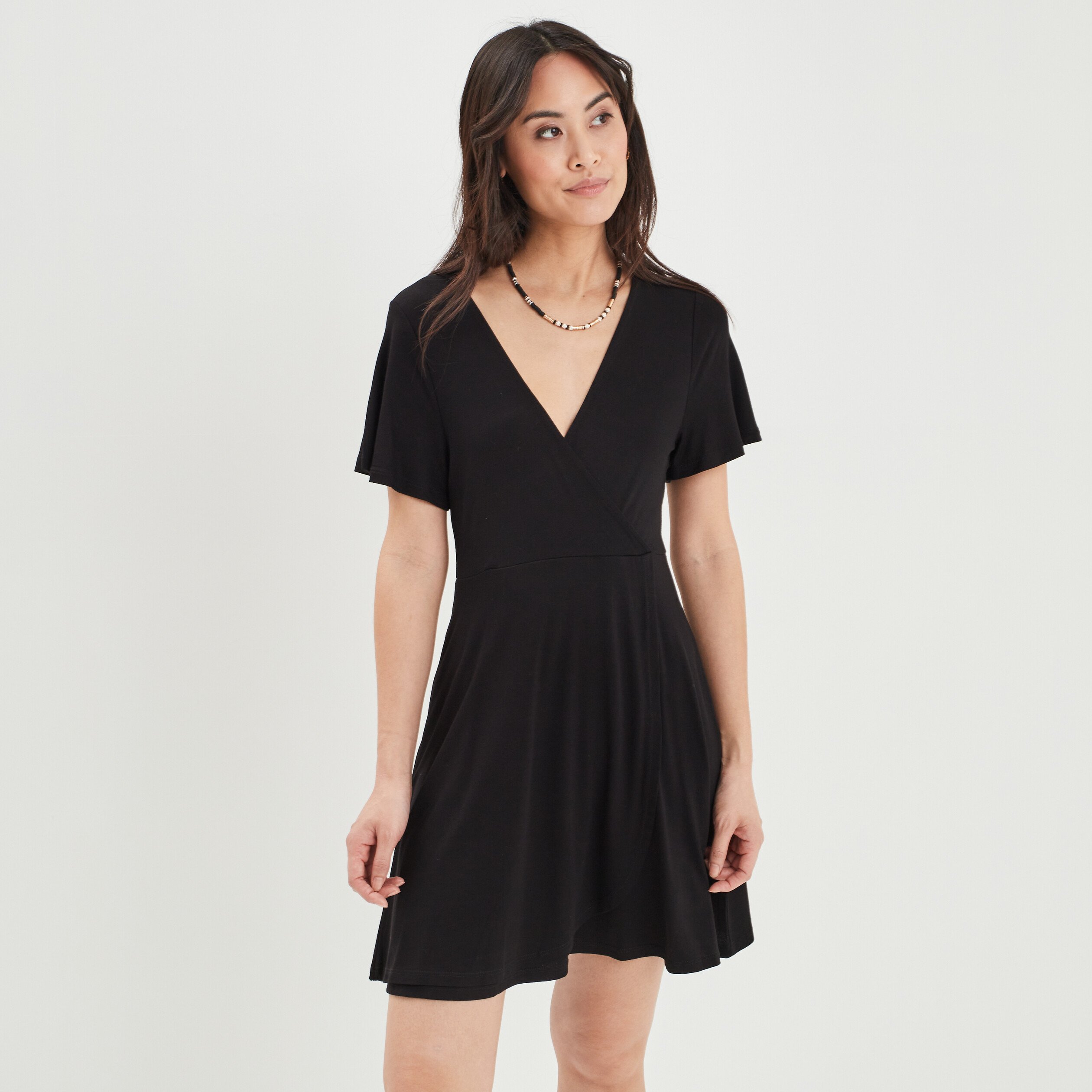 Robe patineuse manches courtes noir femme | La Halle
