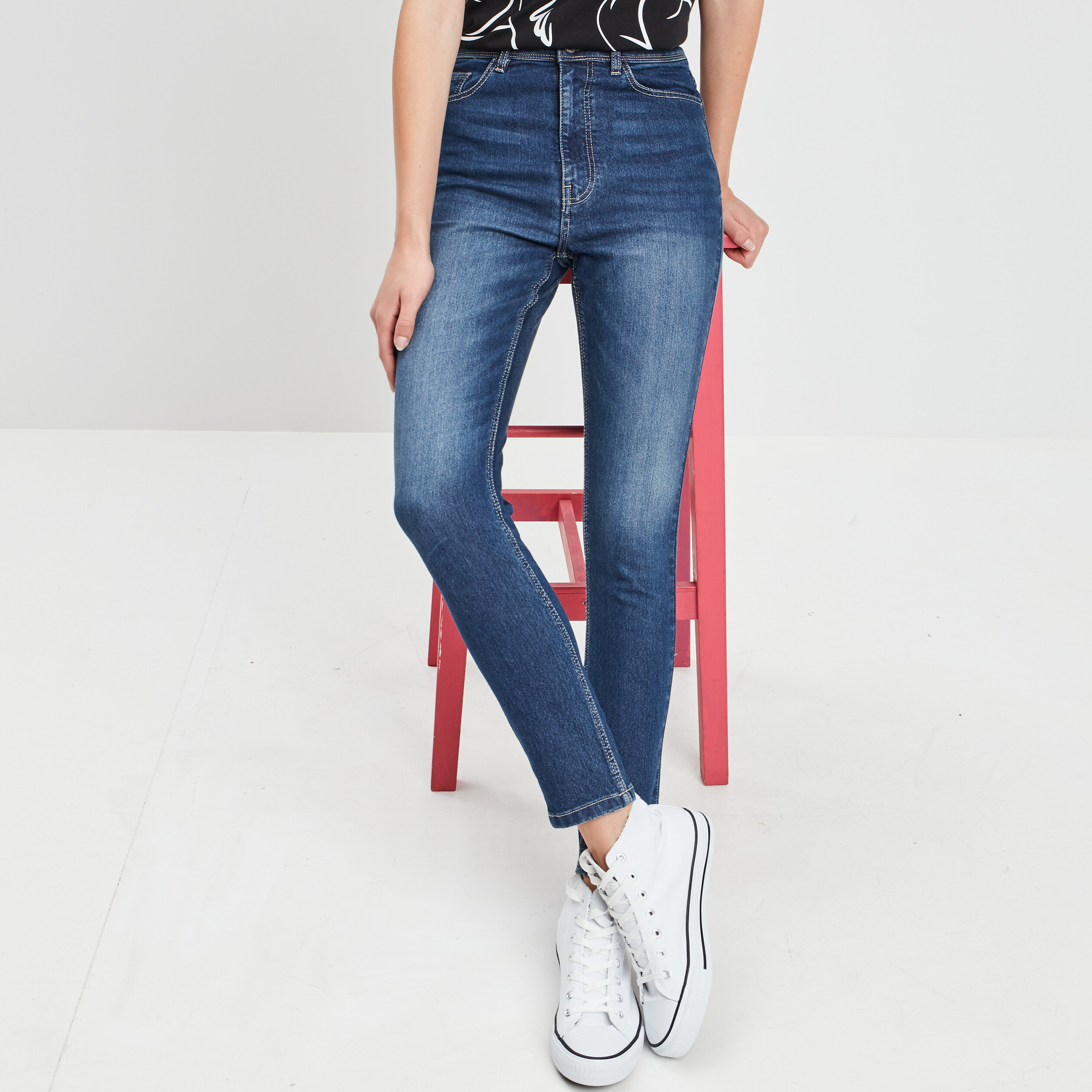 Jeans skinny 7 8ème denim dirty femme | La Halle
