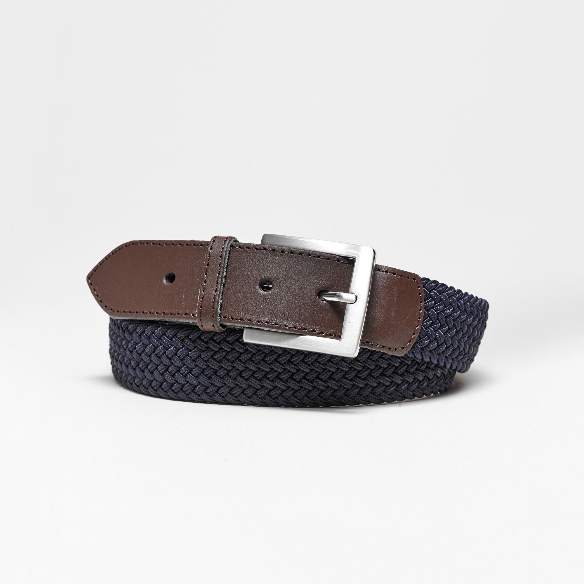 Ceinture tressée extensible finitions cuir