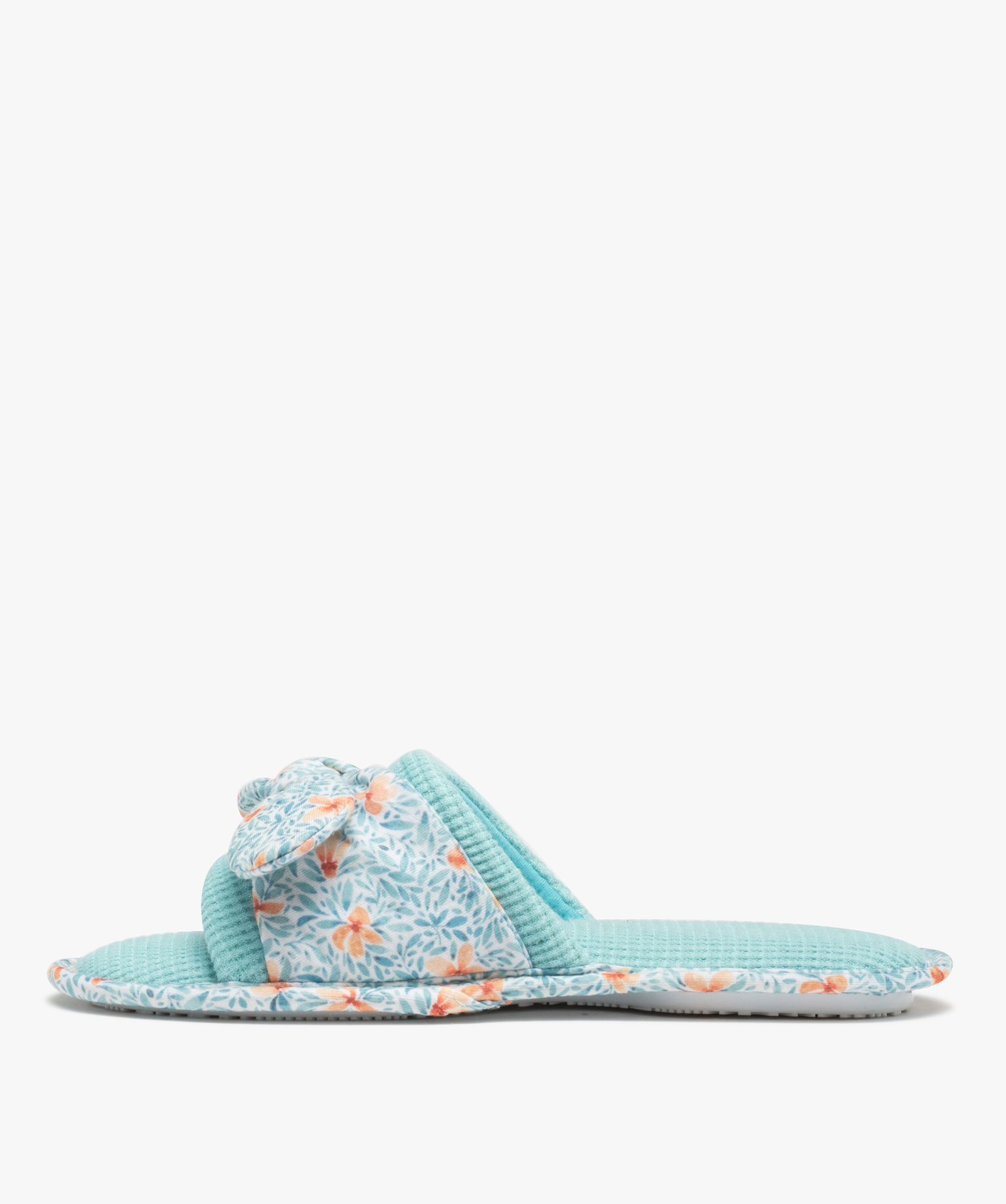 Chaussons femme en jersey imprimé avec sac assorti bleu | GEMO