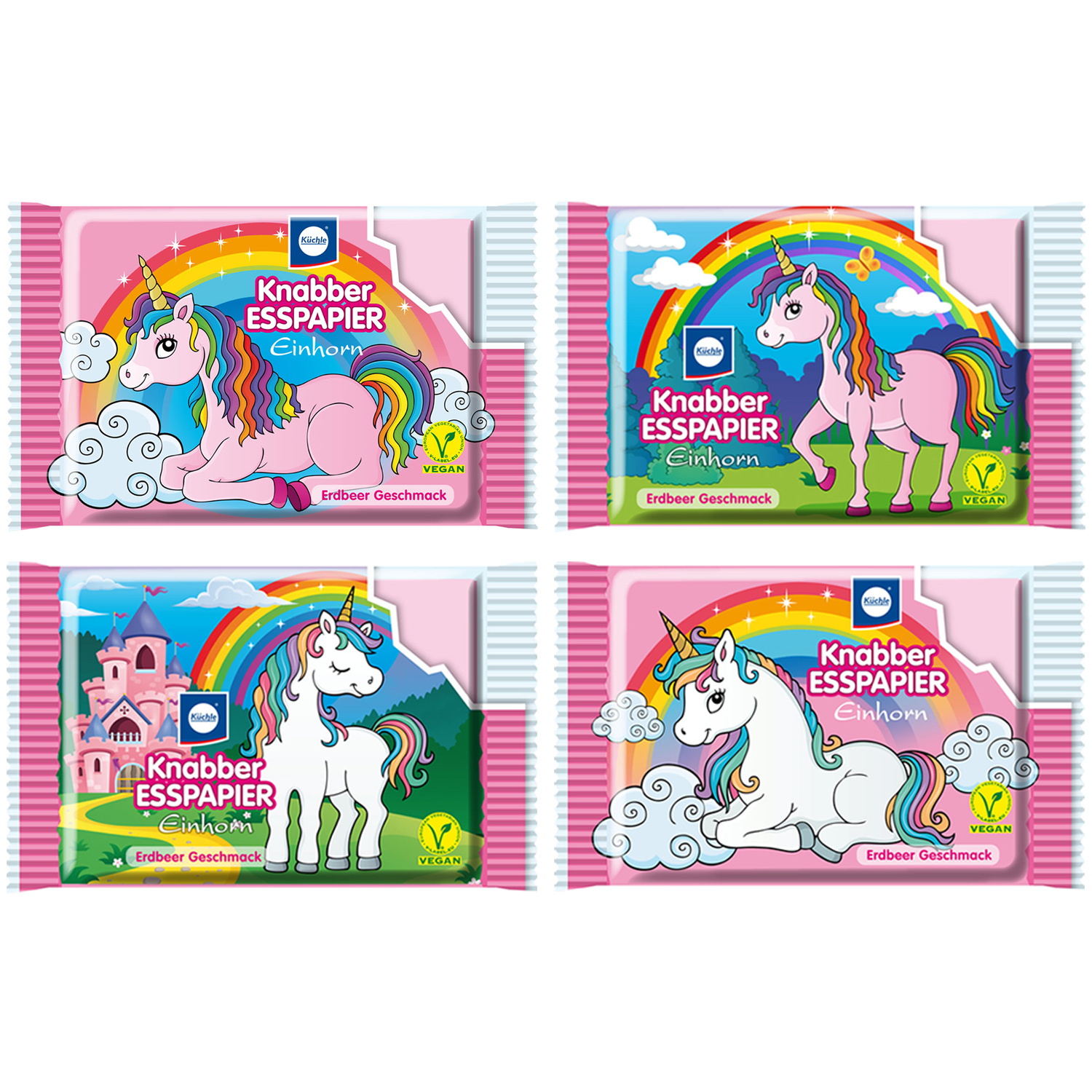 Küchle Knabber-Esspapier Einhorn Edition Erdbeer 25g