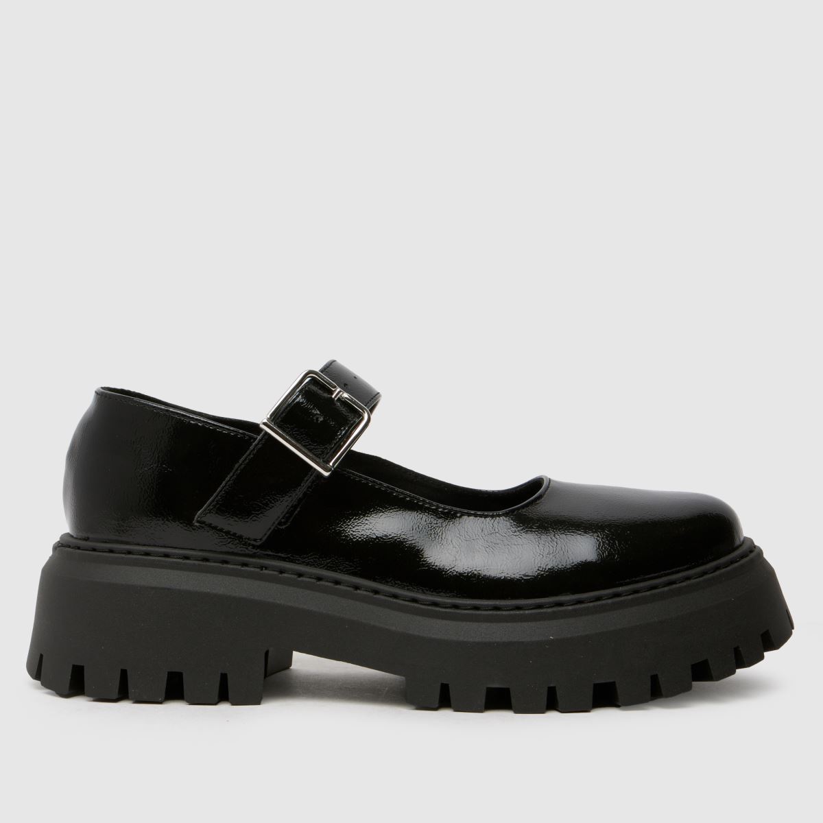 Schuh Lash – Svarta, grova, platta Mary Jane-skor