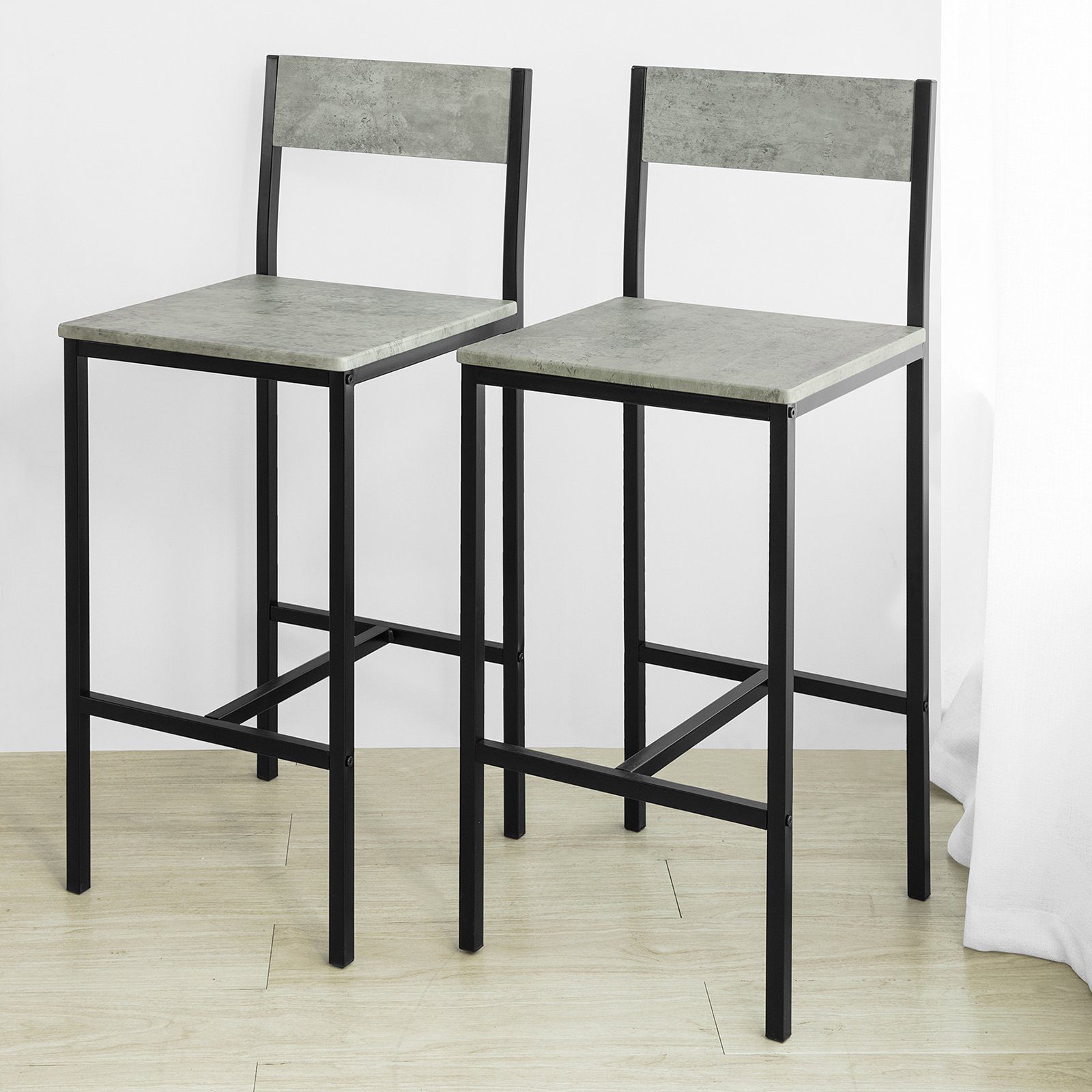 SoBuy Bartisch OGT14, Bartisch Set 5-teilig Sitzgruppe Esstisch Bistrotisch mit 4 Hockern