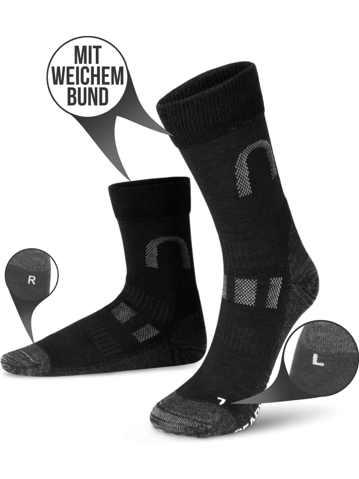 normani 2 Paar Merinowollsocken Wander- und Trekkingsocken Melton in Schwarz günstig kaufen