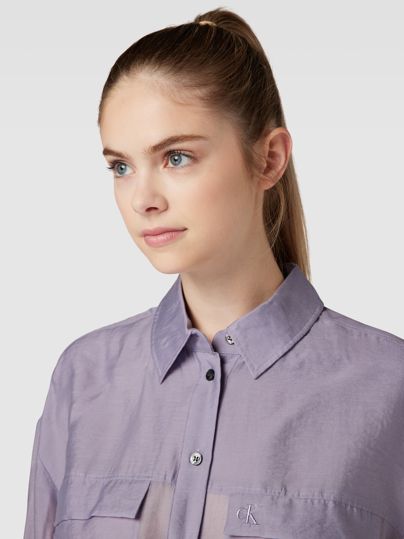 Bluse mit Brusttaschen Modell 'SHEER' in lavendel