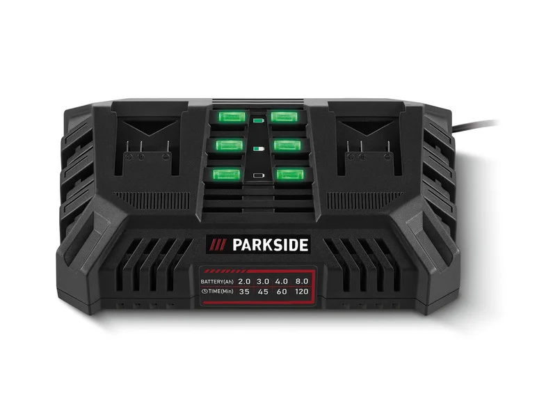 Carregador de bateria dupla PARKSIDE® PDSLG 20 B1, 2 x 4,5 A, 20 V