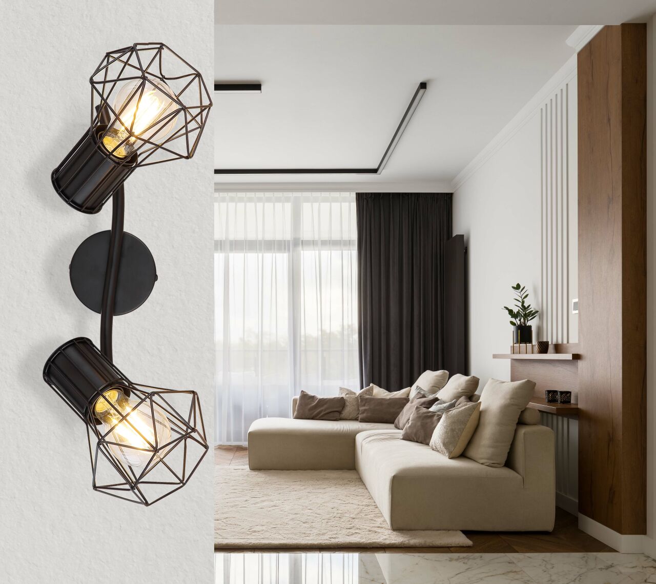 Globo Lighting - PRISKA - Strahler Metall schwarz, 2x E27