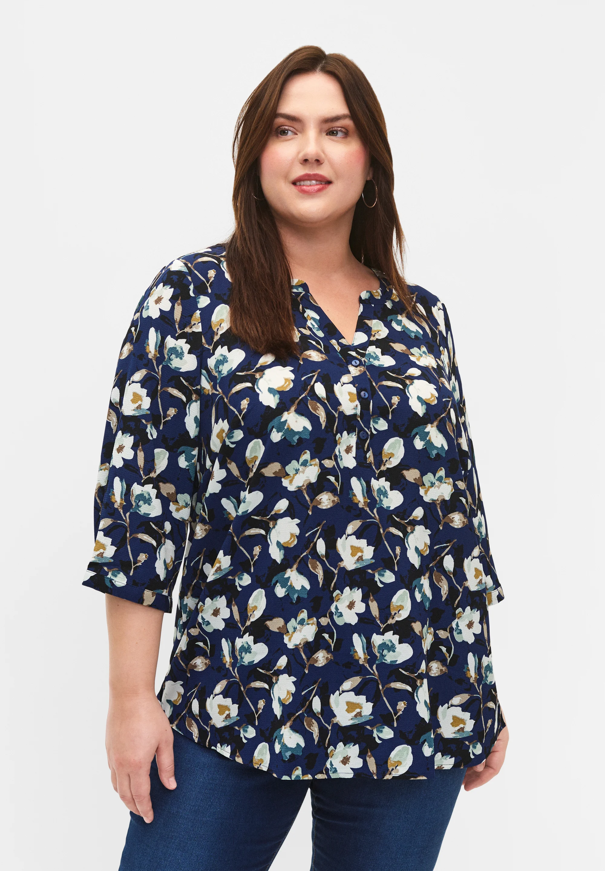 Zizzi FLORALE MIT 3/4-ÄRMELN - Blusa