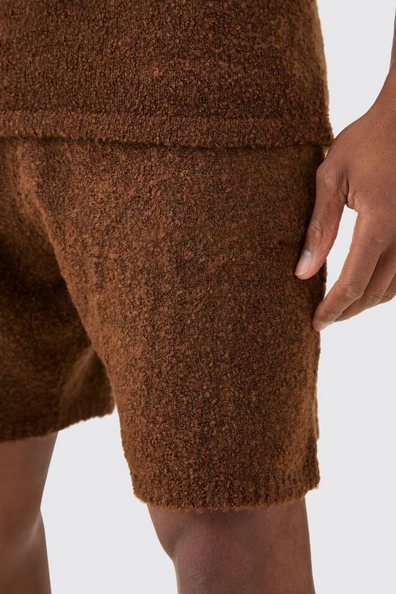 Lockere Bouclee-Shorts in Braun