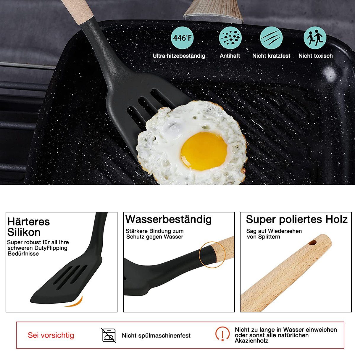 Novzep Kochbesteck-Set Küchenhelfer Set, 22-teiliges Silikon Kochutensilien, Hitzebeständiger