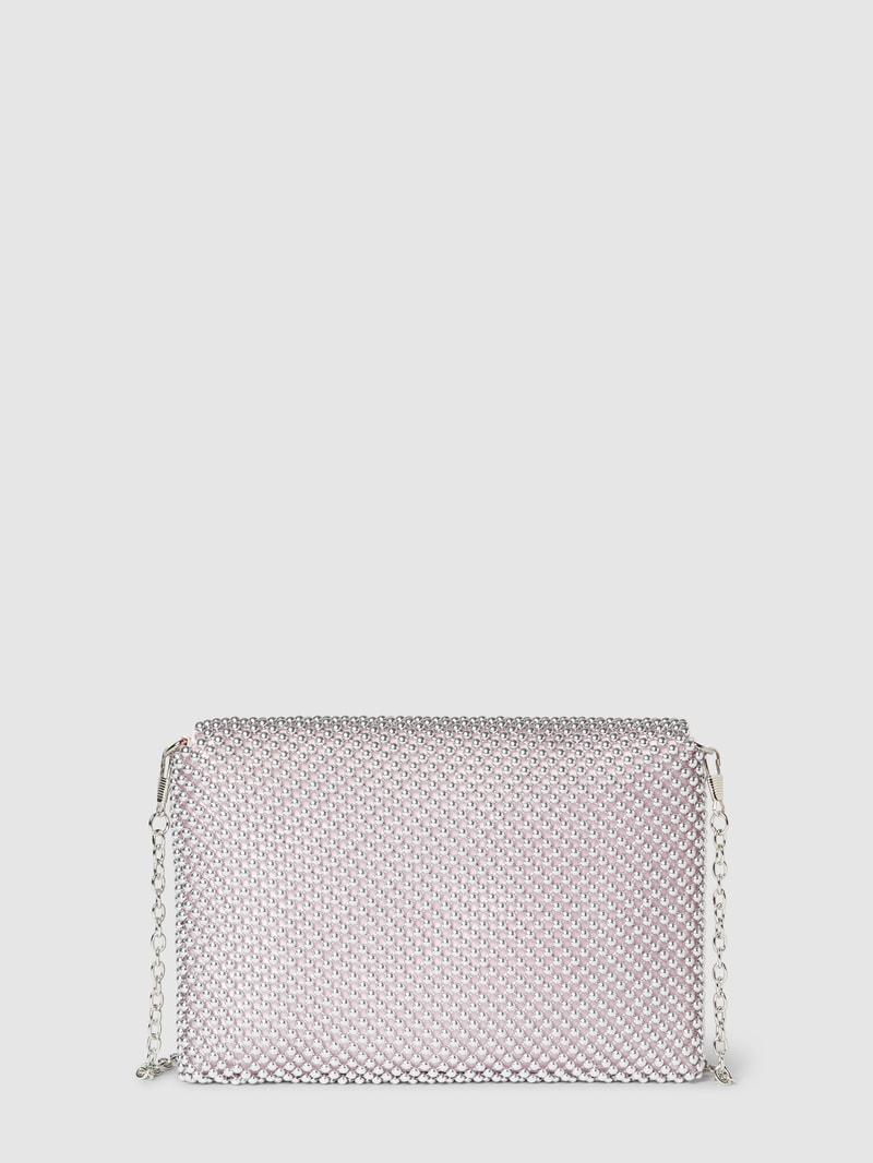 Handtasche mit Ziersteinbesatz in metallic rosa
