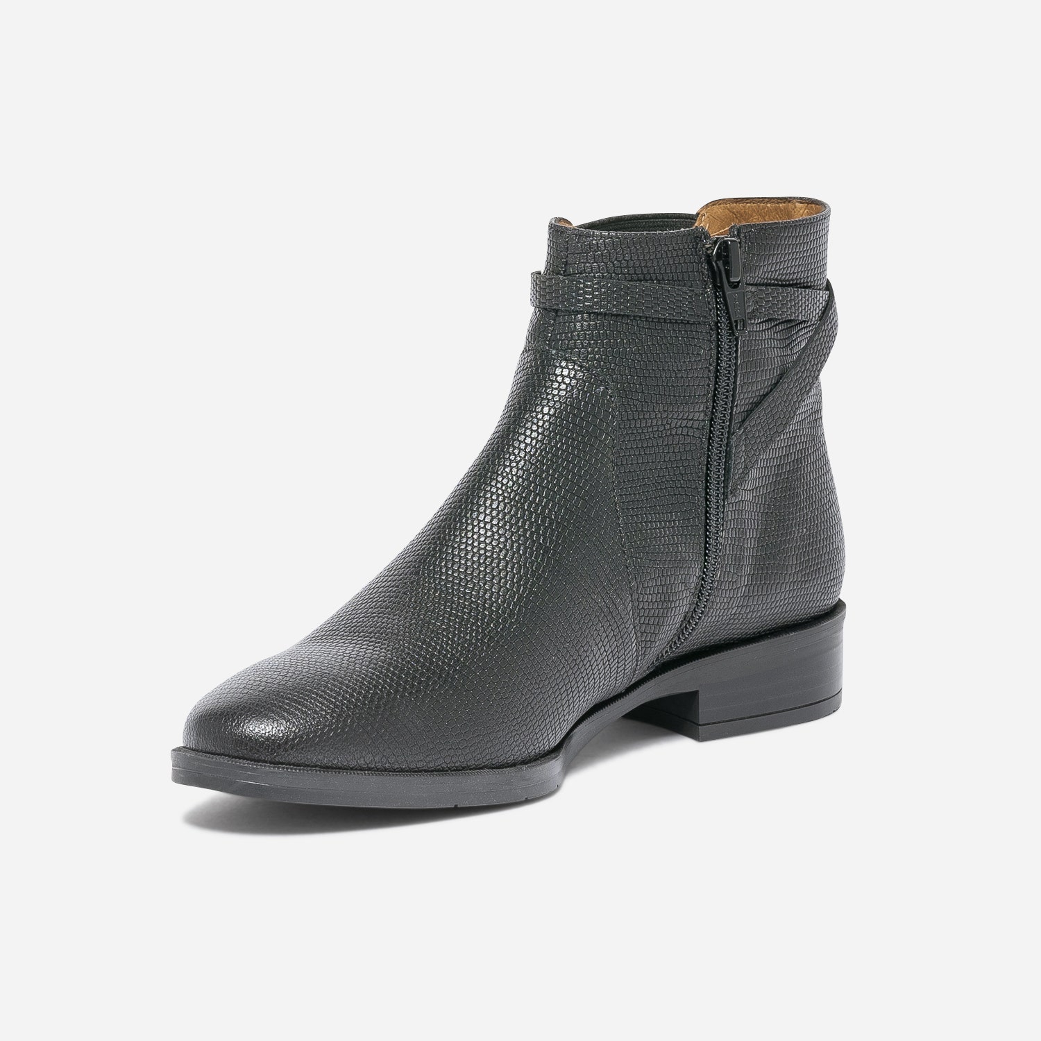 Chelsea boots ERAM FLEX noir cuir embossé à bride