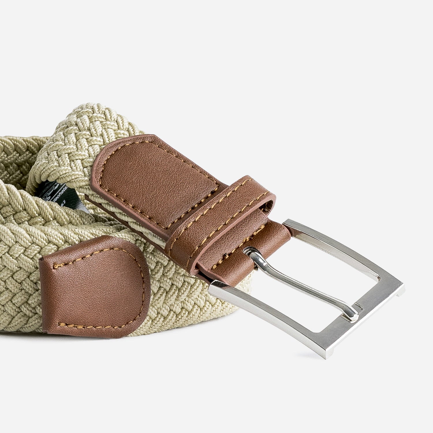 Ceinture beige en textile tressé
