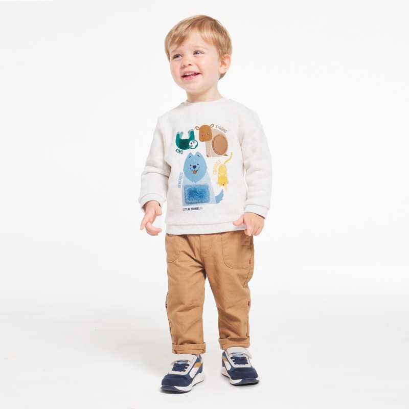 Sweat animation sensorielle animaux gris bébé garçon