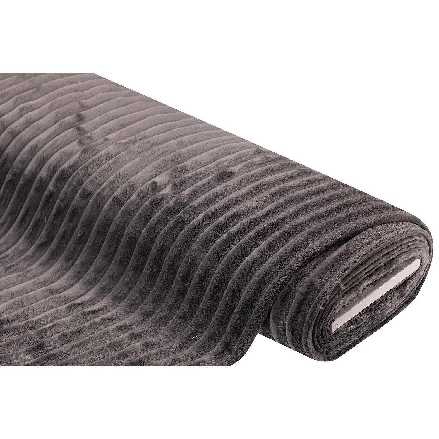 Fellimitat mit Rippen, grau, 2,5 cm breite Rippe
